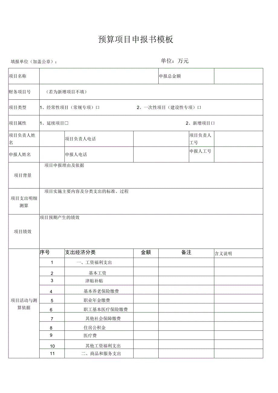 预算项目申报书模板.docx_第1页