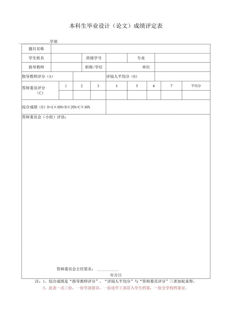 毕业设计（论文）成绩评定表（非工科）.docx_第3页