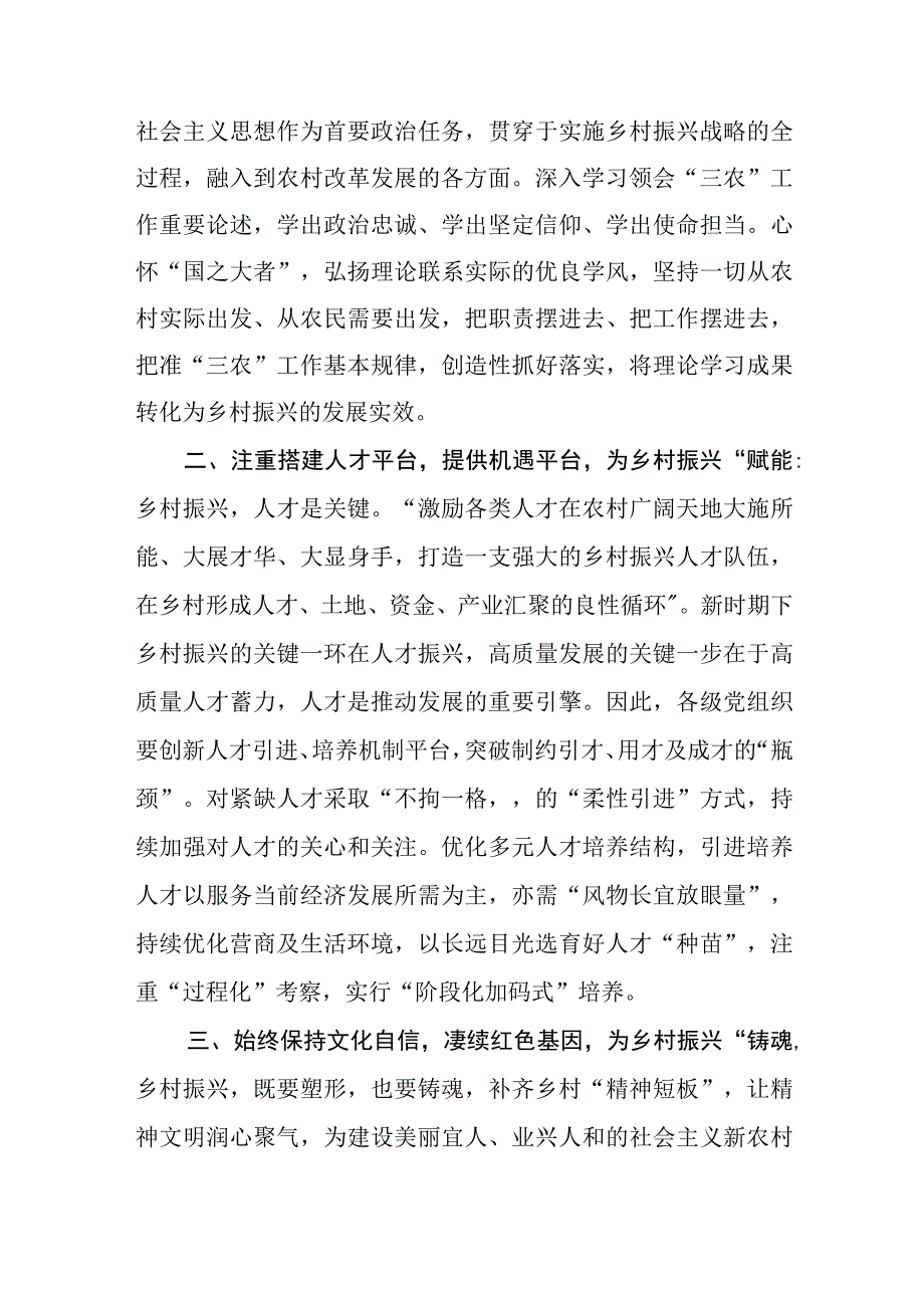 （4篇）2023全面推进乡村振兴专题研讨发言心得体会.docx_第2页