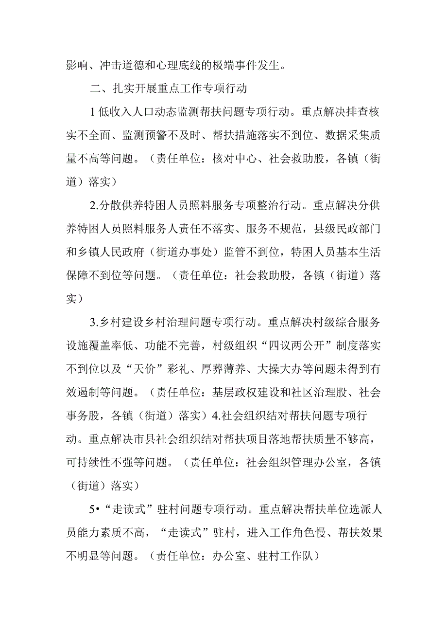 某市民政系统巩固拓展脱贫攻坚成果同乡村振兴有效衔接问题整改“回头看”行动方案.docx_第3页