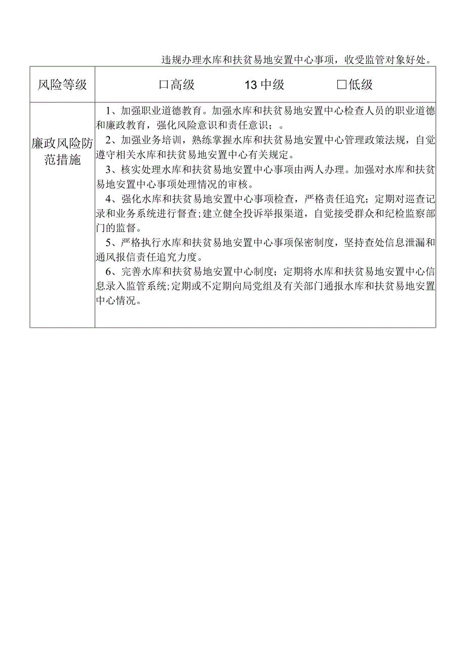 某县发展和改革部门水库和扶贫易地安置中主任个人岗位廉政风险点排查登记表.docx_第2页