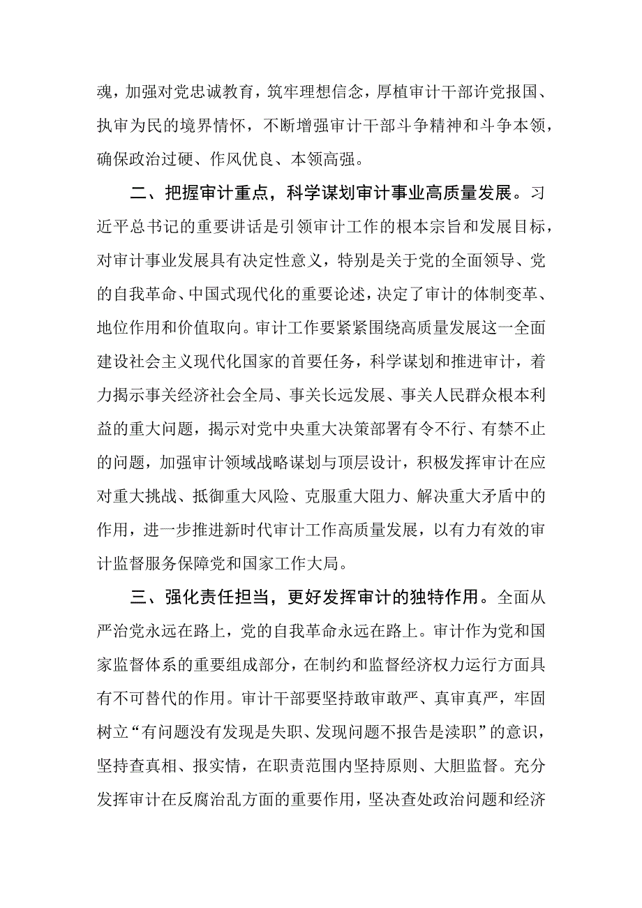 （8篇）2023第21期《求是》重要文章《在二十届中央审计委员会第一次会议上的讲话》学习心得体会.docx_第2页