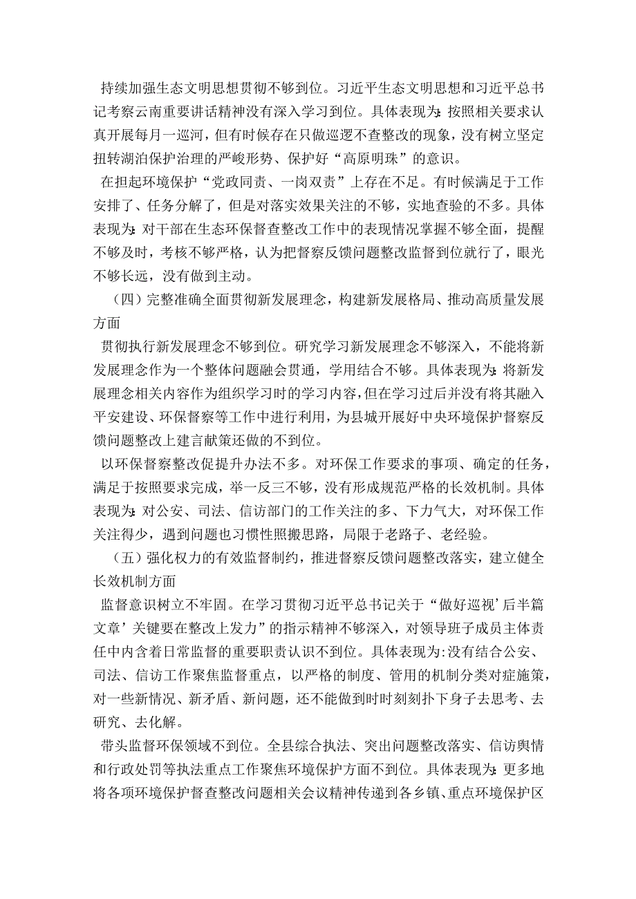 环保督查专题民主生活会发言材料范文2023-2023年度六篇.docx_第2页