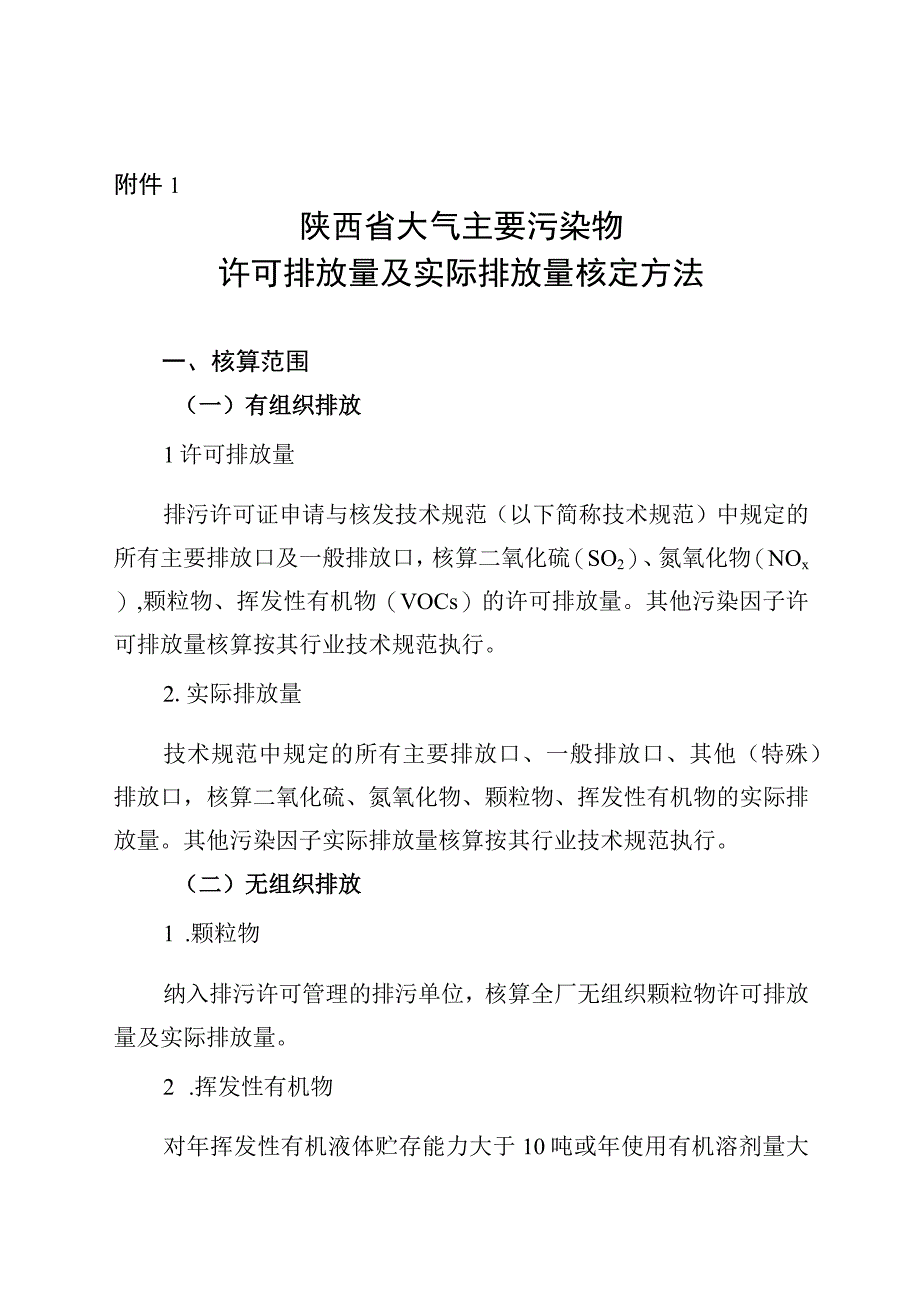 陕西省大气主要污染物许可排放量及实际排放量核定方法.docx_第1页