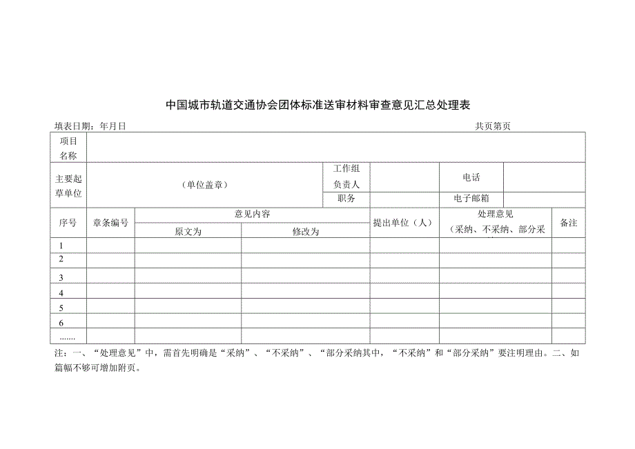 模板31.中国城市轨道交通协会团体标准送审材料审查意见汇总处理表.docx_第1页