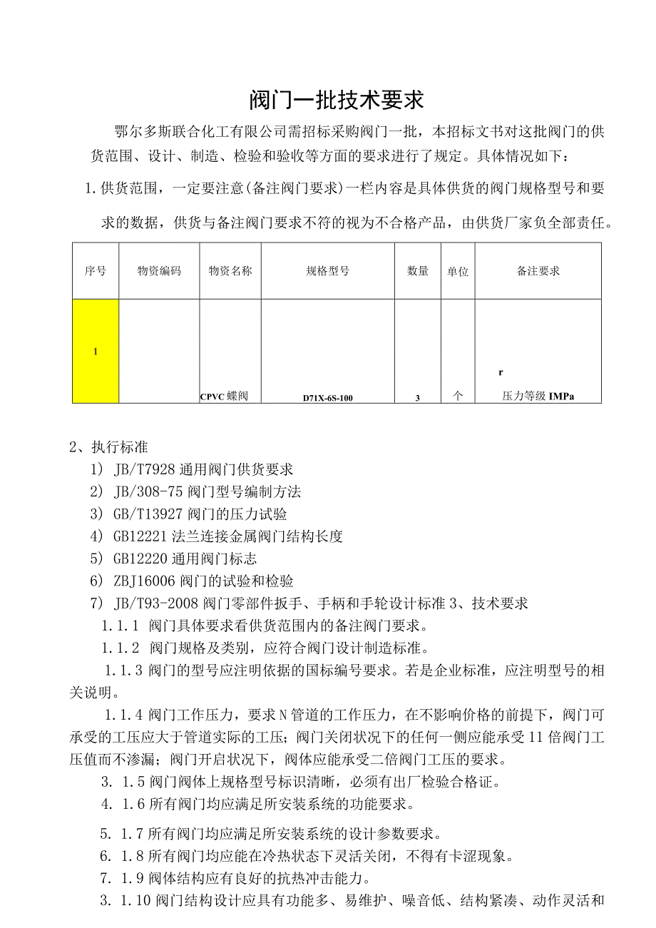 阀门一批技术要求.docx_第1页