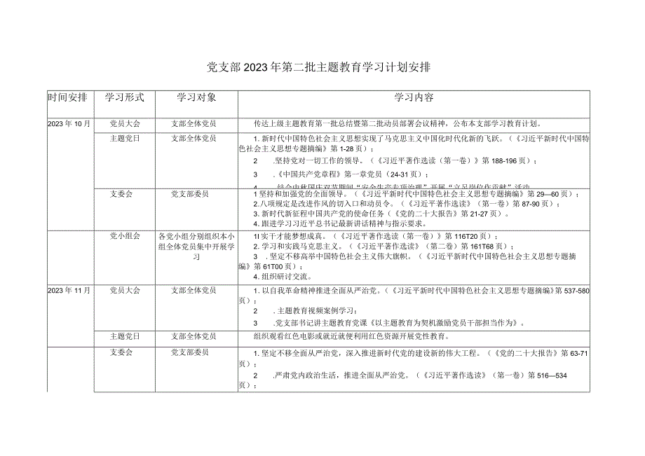 （2篇）党支部2023年第二批主题教育学习计划安排.docx_第1页