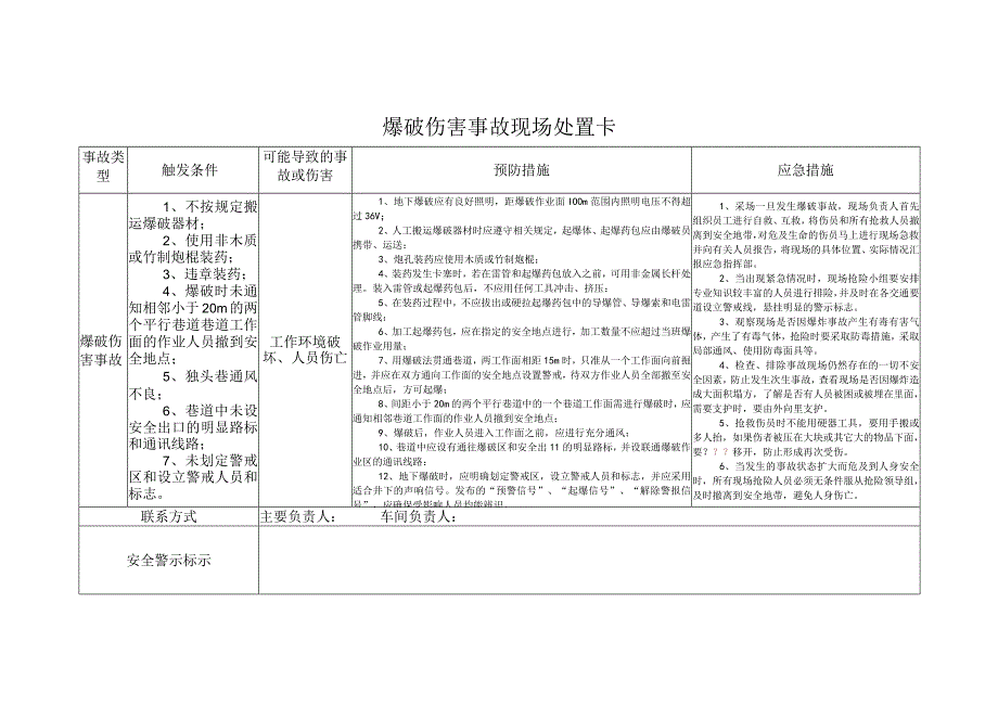 爆破伤害事故现场处置卡.docx_第1页