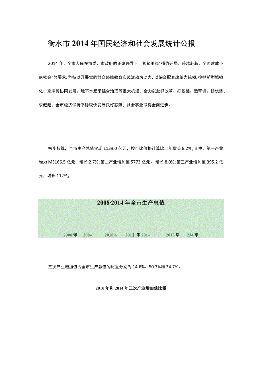 衡水市2014年国民经济和社会发展统计公报.docx_第1页