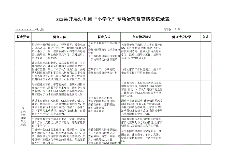 幼儿园“小学化”专项治理督查情况记录表.xls_第3页