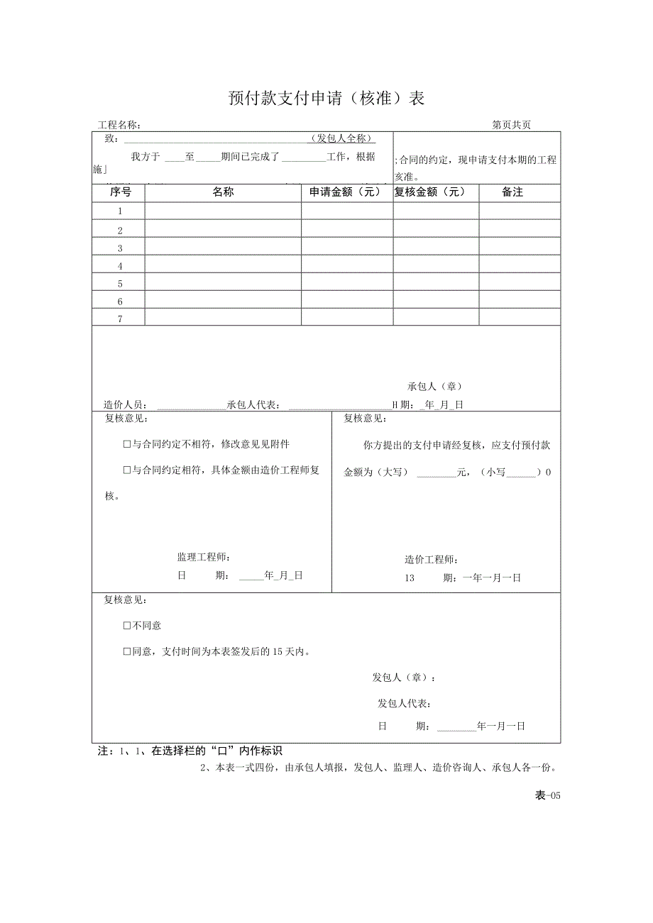 表-15 预付款支付申请(核准)表.docx_第1页