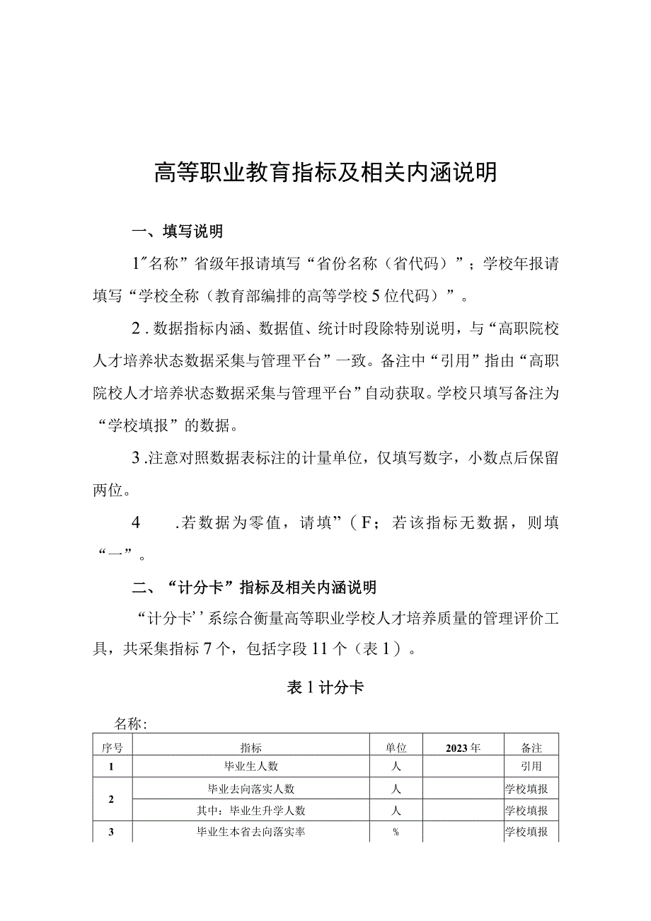 高等职业教育指标及相关内涵说明.docx_第1页