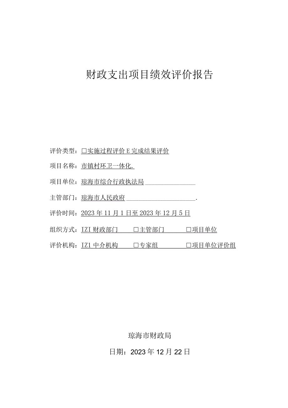 财政支出项目绩效评价报告.docx_第1页