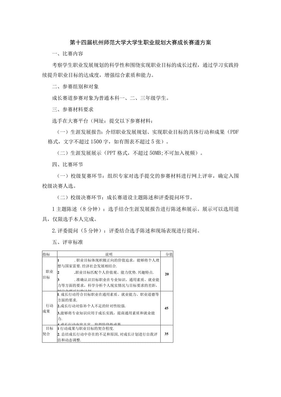 第十四届杭州师范大学大学生职业规划大赛成长赛道方案.docx_第1页