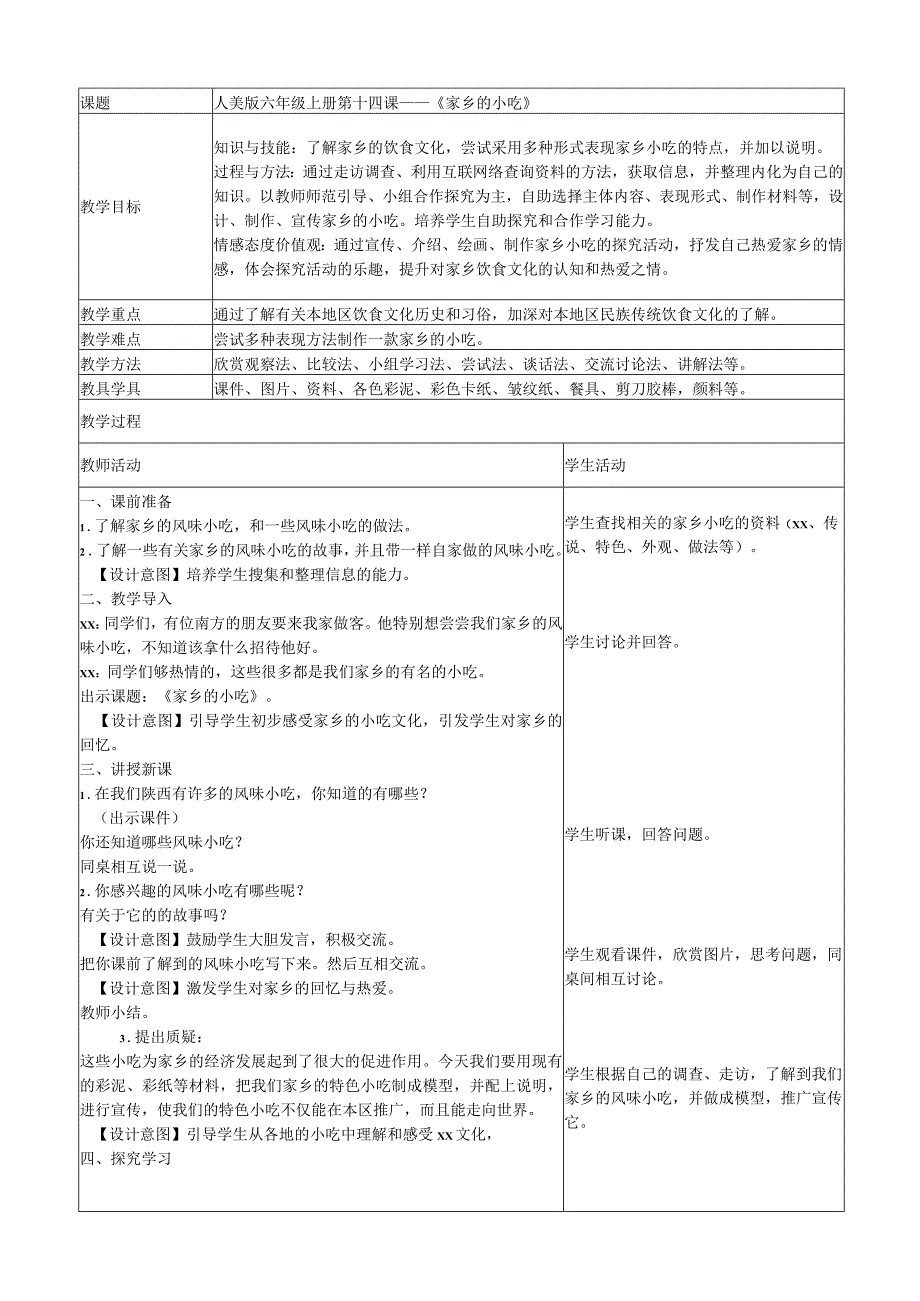 《家乡的小吃》_《家乡的小吃》+美术+未央区+经开第一学校+x（教学设计）微课公开课教案教学设计课件.docx_第2页