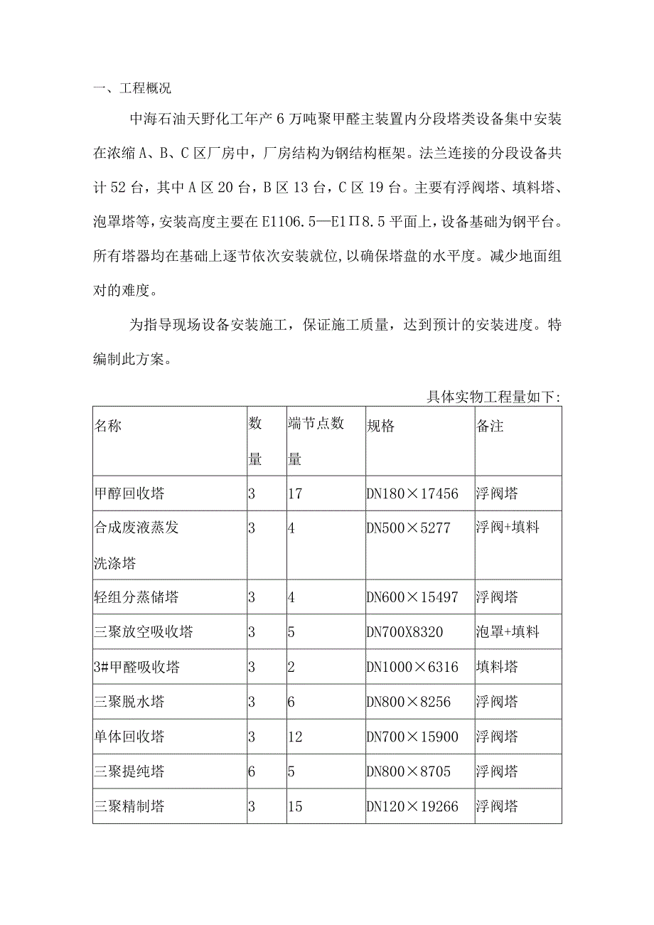 主装置分段设备安装方案资料.docx_第1页