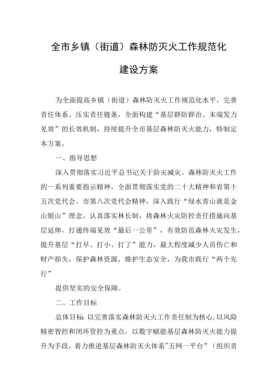 全市乡镇(街道)森林防灭火工作规范化建设方案.docx_第1页