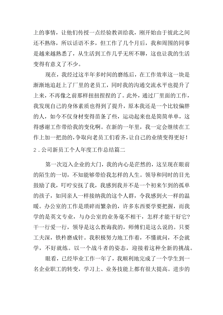 公司新员工个人年度工作总结10篇.docx_第2页