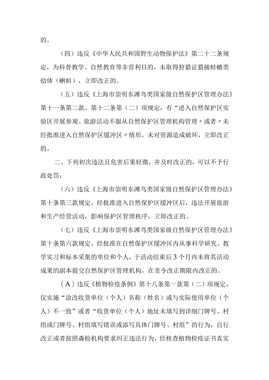 上海市绿化市容（林业）领域轻微违法行为不予处罚清单（修订草案）.docx_第2页