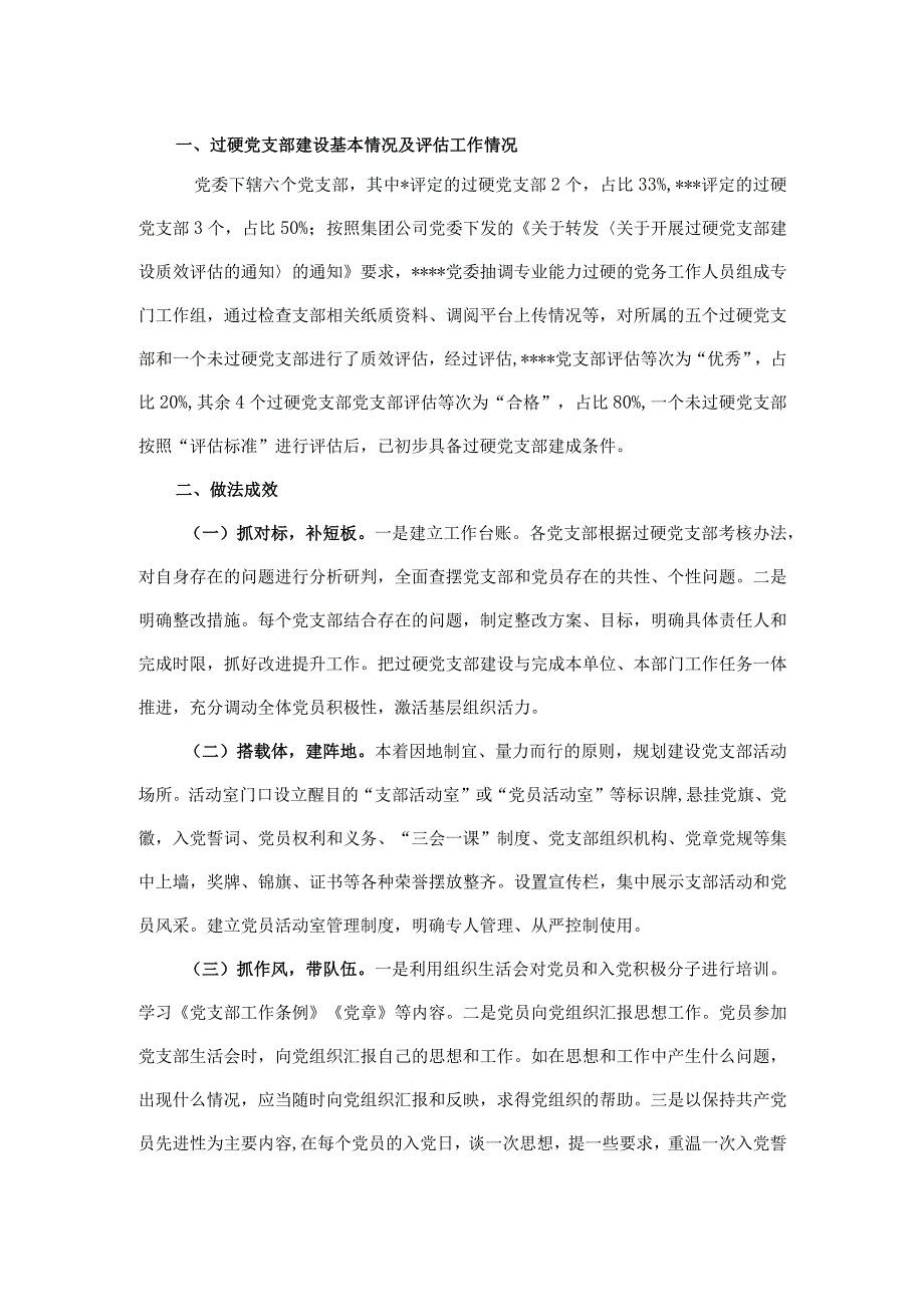 国有企业过硬党支部建设质效评估报告.docx_第1页