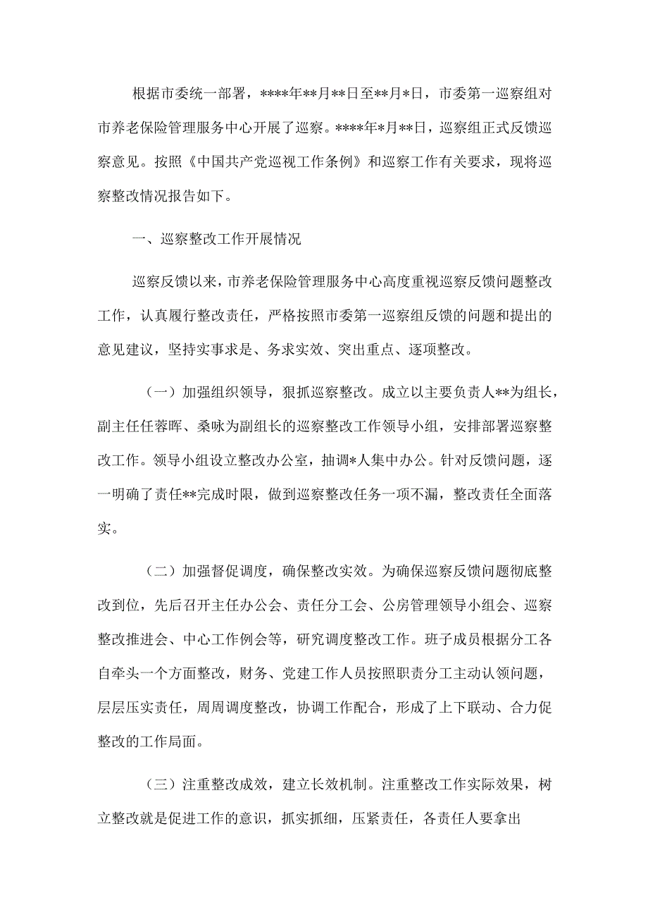 关于巡察整改进展情况的报告.docx_第1页