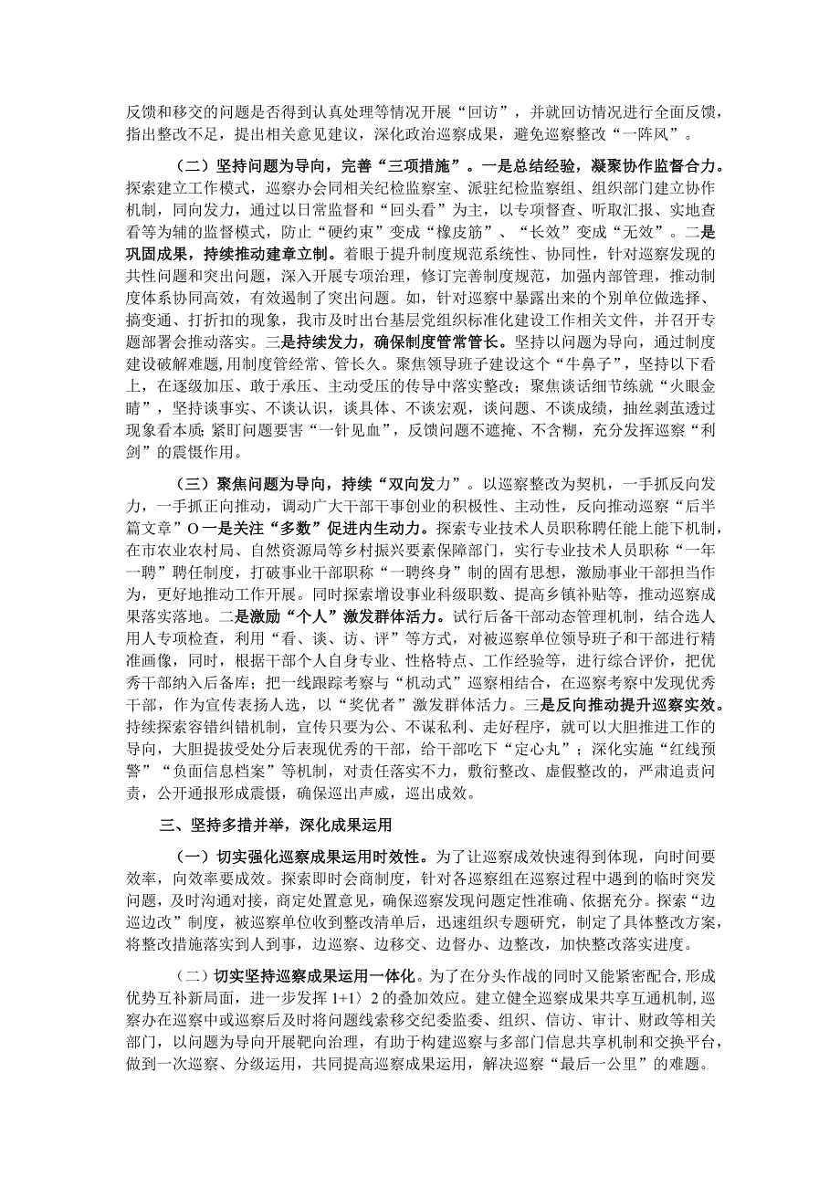 关于做好巡察“后半篇文章”工作的报告.docx_第2页