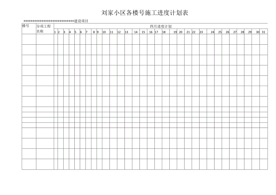 刘家小区各楼号施工进度计划表.docx_第1页