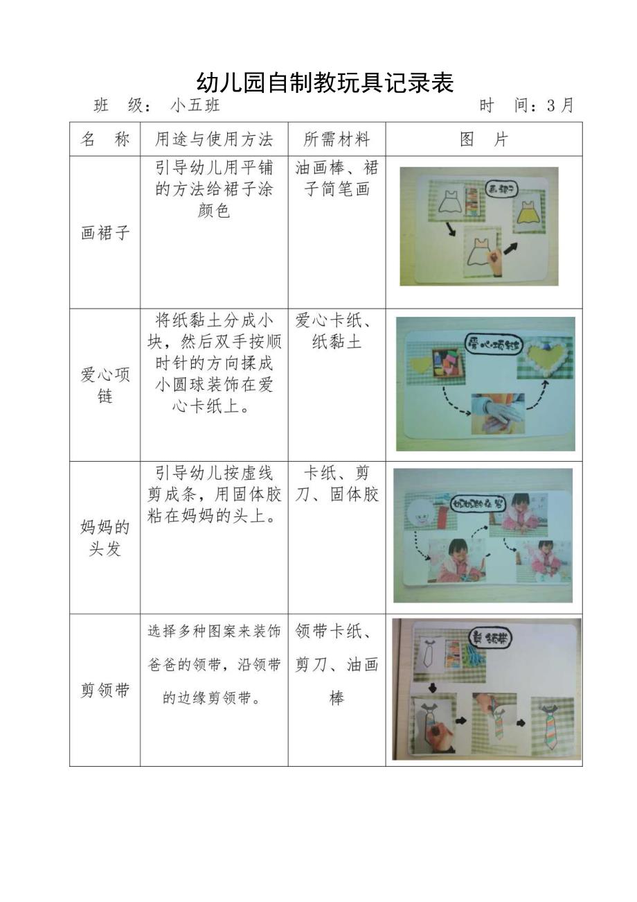 幼儿园自制教玩具记录表.docx_第1页