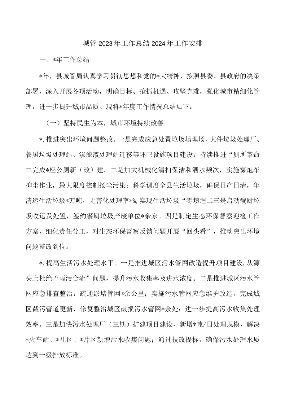 城管2023年工作总结2024年工作安排.docx_第1页