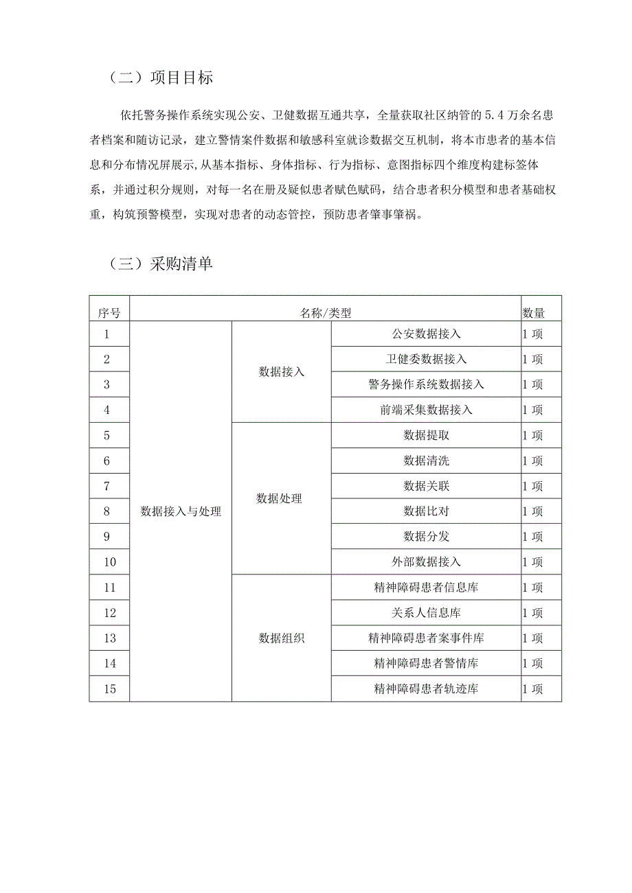 天使计划暨预防严重精神障碍患者肇事肇祸协同数治系统采购需求.docx_第2页