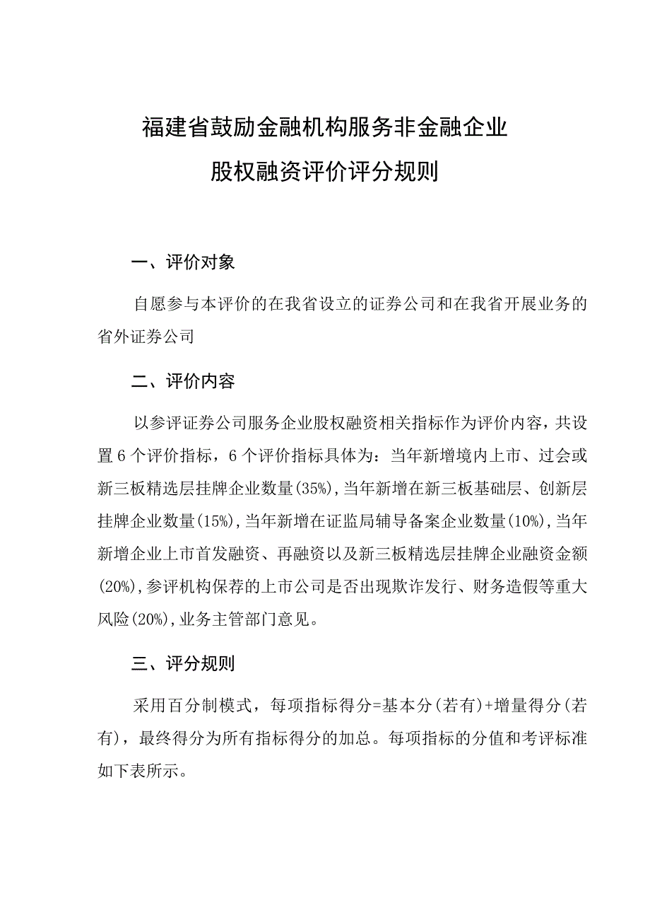 福建省鼓励金融机构服务非金融企业股权融资评价评分规则.docx_第1页