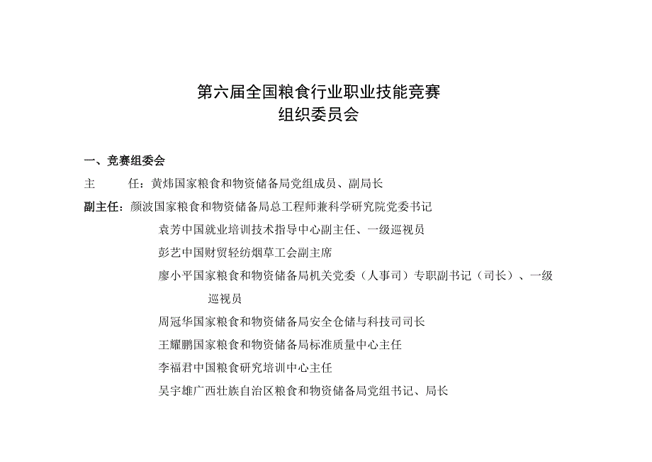 第六届全国粮食行业职业技能竞赛组织委员会.docx_第1页