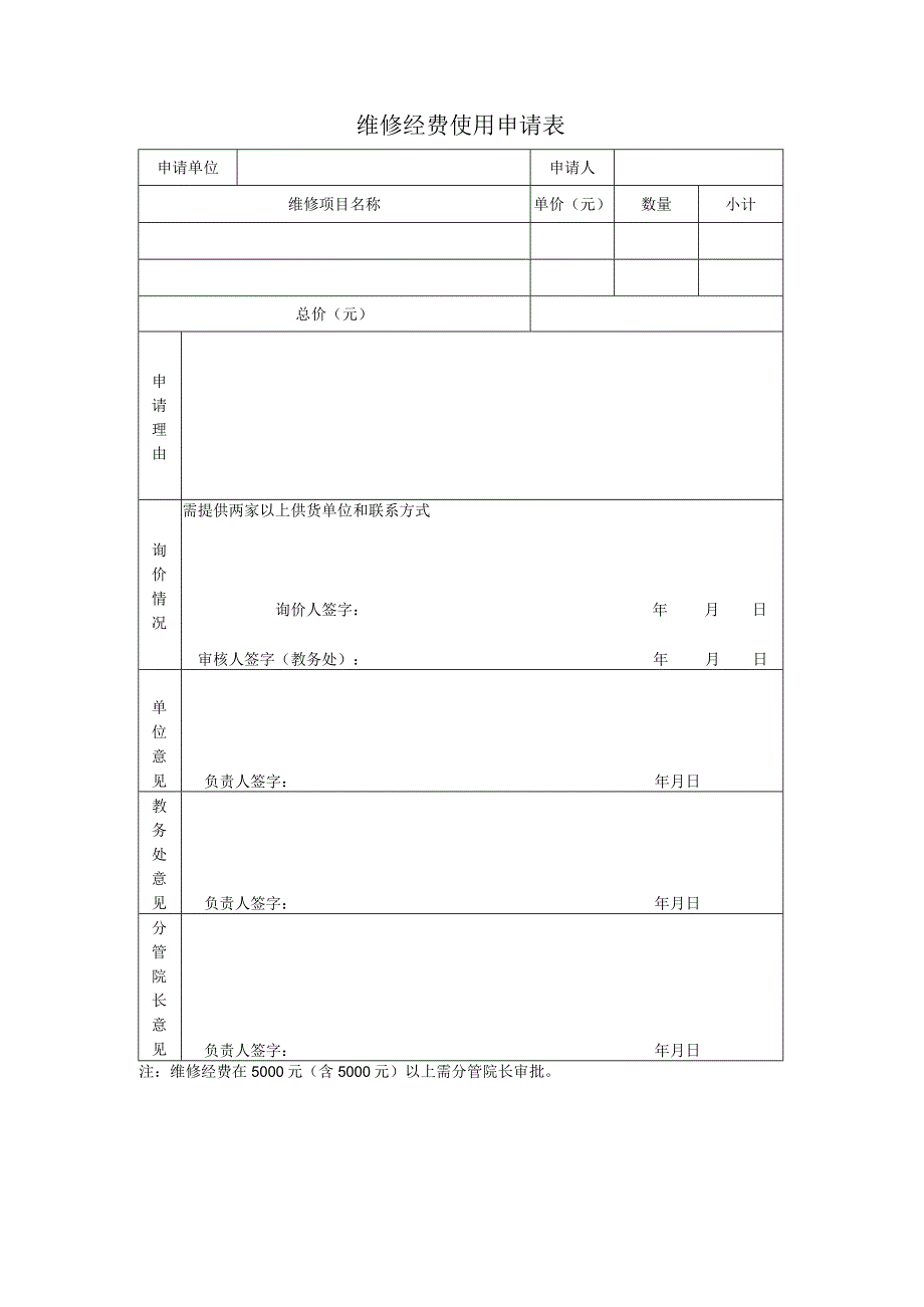 维修经费使用申请表.docx_第1页