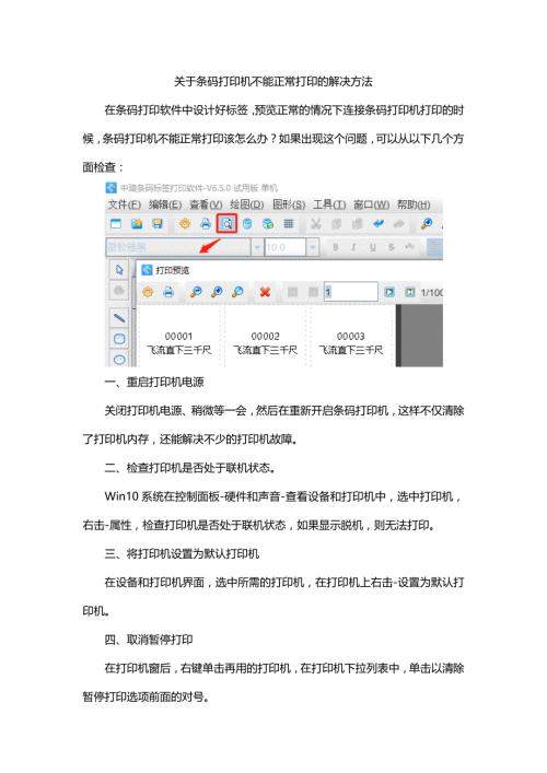 关于条码打印机不能正常打印的解决方法.doc